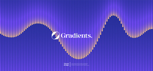 Wavy linear pattern with gradient colors. Vector presentation template. 