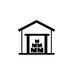 Warehouse icon with stacked boxes in a simple design  
