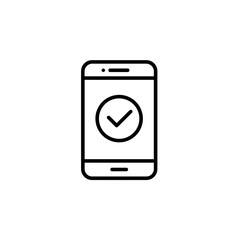 Smartphone with checkmark symbol representing confirmation or approval  