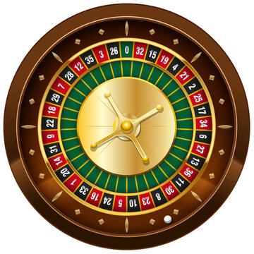 Casino roulette wheel on a clean white background