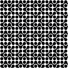 Abstract geometric seamless pattern of black connected dots, metabol. Vector illustration.