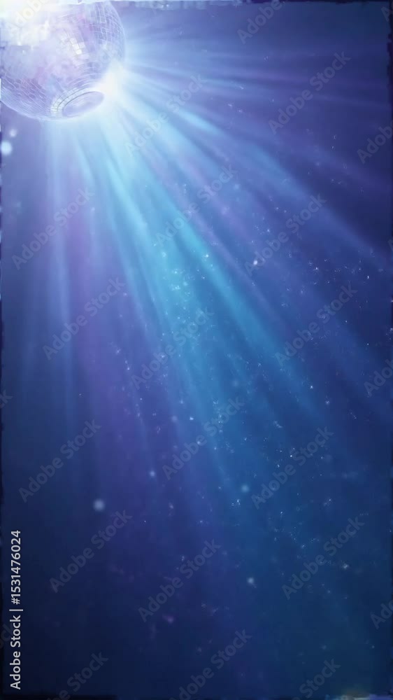 Poster abstract light rays shining in dark blue background with particles