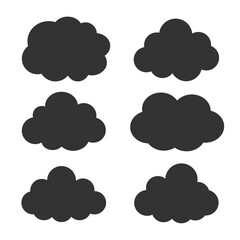Vector collection of stylized black cloud silhouettes.
 Great for climate themes, forecasts, and modern infographic visuals.