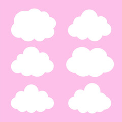 Set of cute vector clouds on a pastel pink background.
 Perfect for nursery designs, kids’ projects, and playful illustrations.