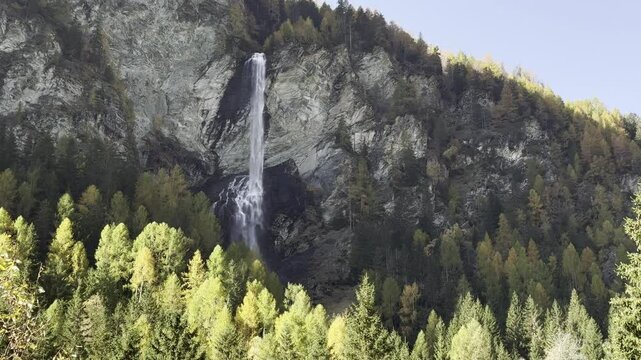 Unterbach magical high waterfall in Switzerland