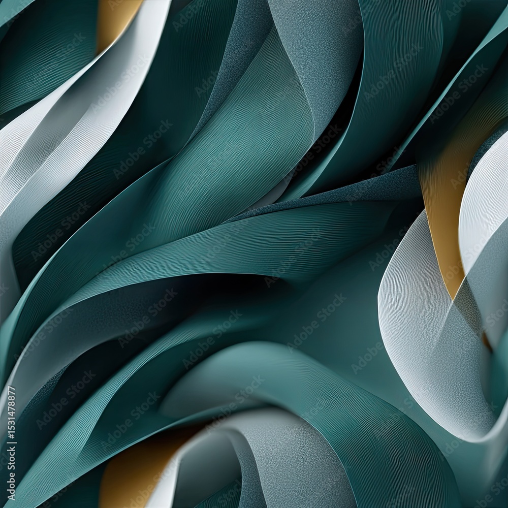 Poster a close-up shows a dark green abstract design with curved lines and leaf textures, creating a natura
