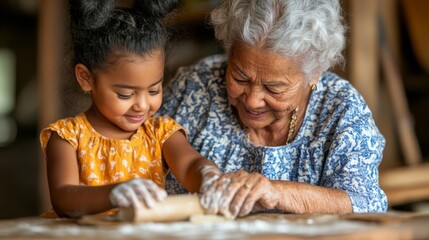 Grandmother and Granddaughter Baking Together