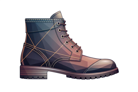 Stylish and detailed illustration of a leather boot in a geometric low poly style