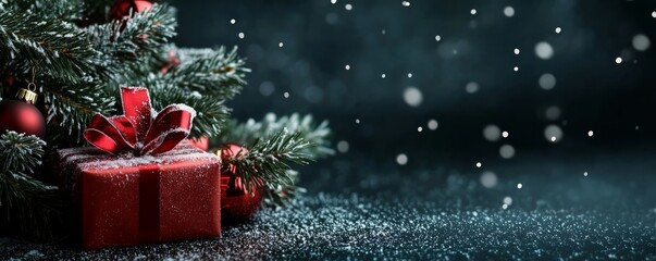 Snowy Christmas Gift Under Tree, Christmas Decor, Holiday Season Christmas, Winter