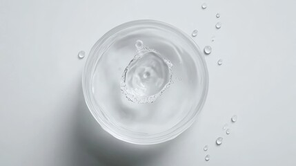 Water Drop Impact in Glass Bowl, Clean, Purity Hydration, Liquid