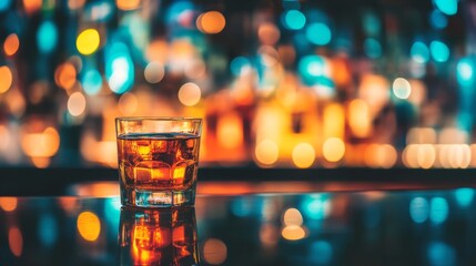 Whiskey Rocks Glass Bokeh Bar Night, spirits, cocktail