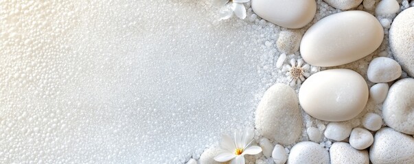 White Stones, Bubbles, Flowers Spa Background, Spa, Relaxation