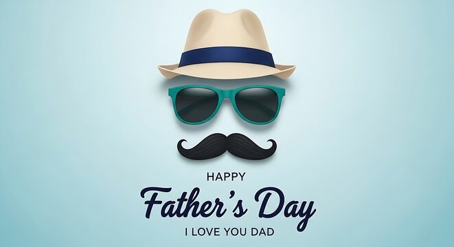 Happy father's day celebration concept with hat sunglasses and a stylish mustache - Powered by Adobe