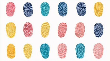 Colorful patterns of fingerprint designs showcasing artistic creativity and identity.