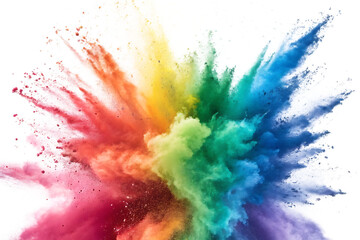 Fototapeta premium A vibrant explosion of rainbow colored powder creates a dynamic and visually striking composition