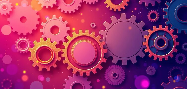 Abstract vector illustration of interconnected gears symbolizing event planning and coordination,  meeting,  event planning