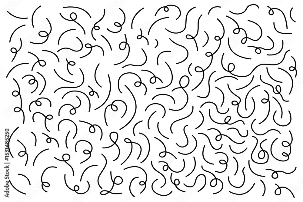 Poster a playful pattern of black swirls and lines creates a whimsical and dynamic design, offering a sense
