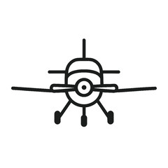 Obraz premium Front view single-engine airplane icon in black line on white