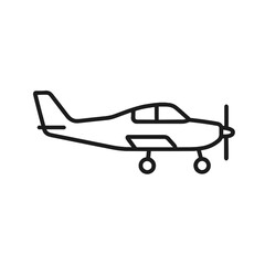 Single-engine airplane icon in black line style on white background