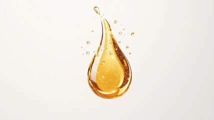 A vibrant drop of golden honey suspended in the air, showcasing its smooth texture and natural sweetness.