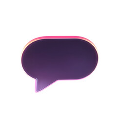 Fototapeta premium 3D isometric chat bubble icon with glowing edge, soft lighting, and eerie dark tones – transparent background PNG image for horror, tech, and UI