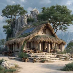 Wooden architecture surrounded by green nature high resolution picture