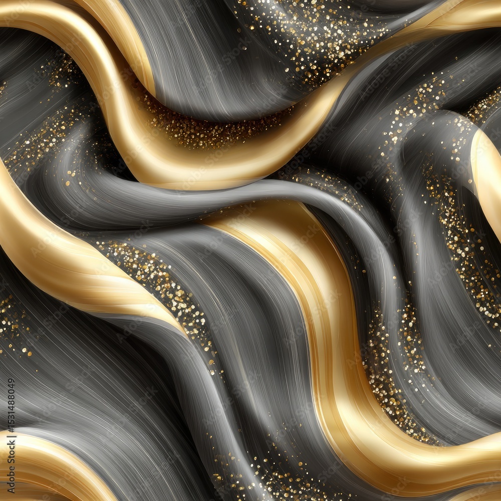 Poster rich black and gold abstract background features a fluid marble effect adorned with splashes of pain