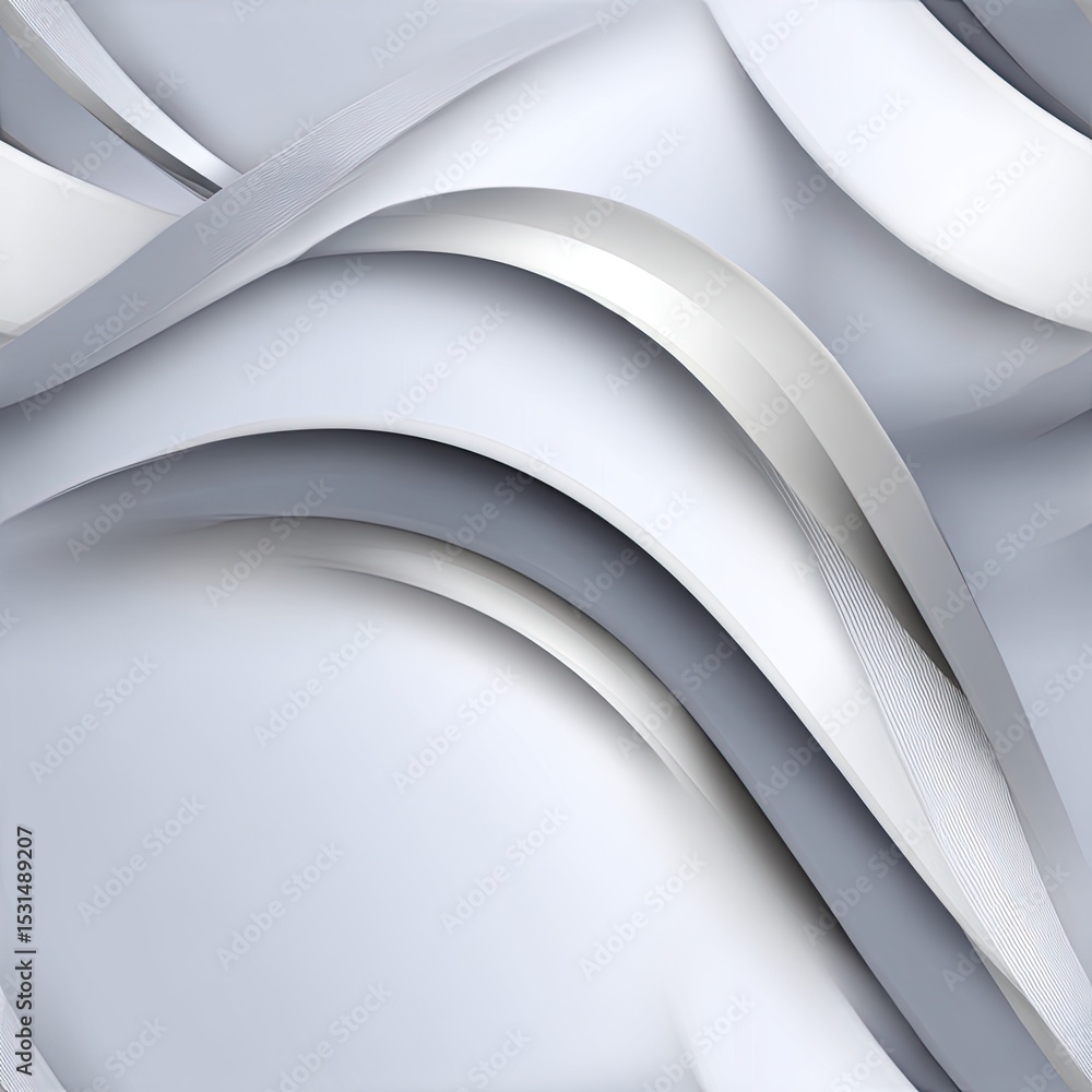 Poster minimalist abstract pattern featuring gently curved stripes in white and gray, perfect for modern de