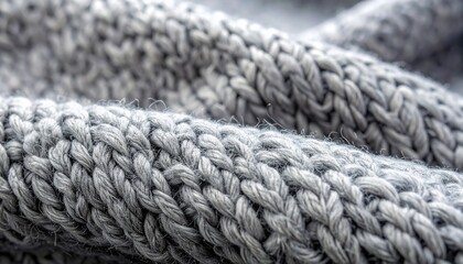Close-Up of Woolen Weave Texture in Gray