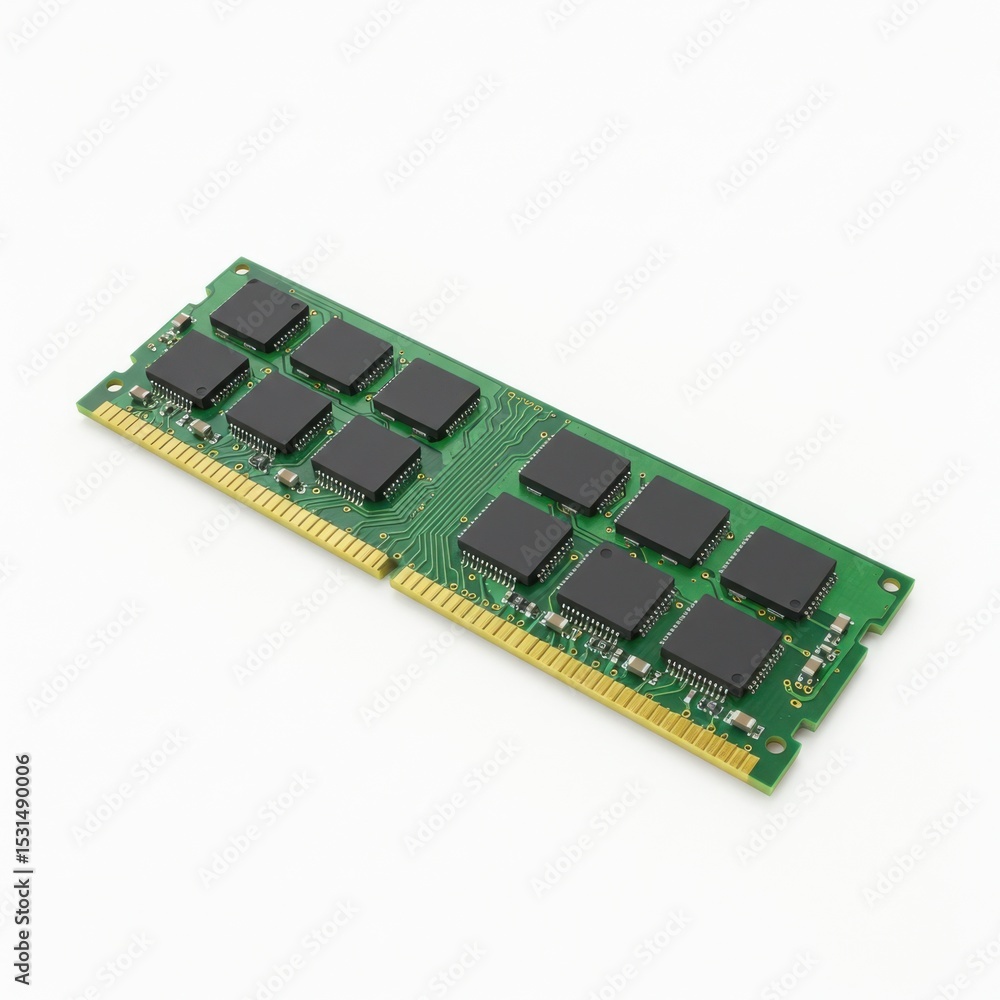 Poster green computer ram memory stick isolated on white background