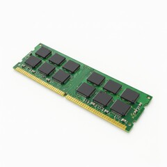 Green computer ram memory stick isolated on white background