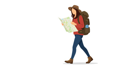 Female Hiker Reading a Map