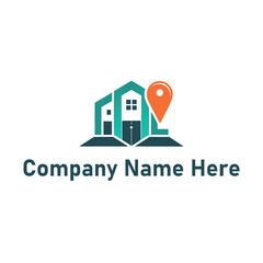 Fototapeta premium elegant-silhouette-of real estate logo with location