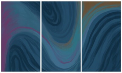 Modern interior triptych. The picture is painted by hand on a tablet.