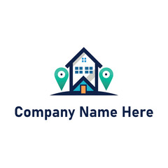 Fototapeta premium elegant-silhouette-of real estate logo with location