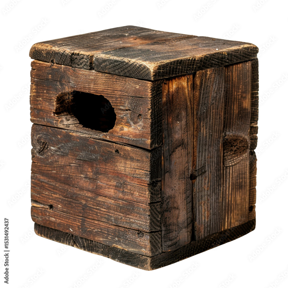 Aufkleber rustic wooden box with weathered finish, featuring small handle for easy carrying. this versatile st