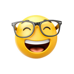 Laughing emoji wearing glasses