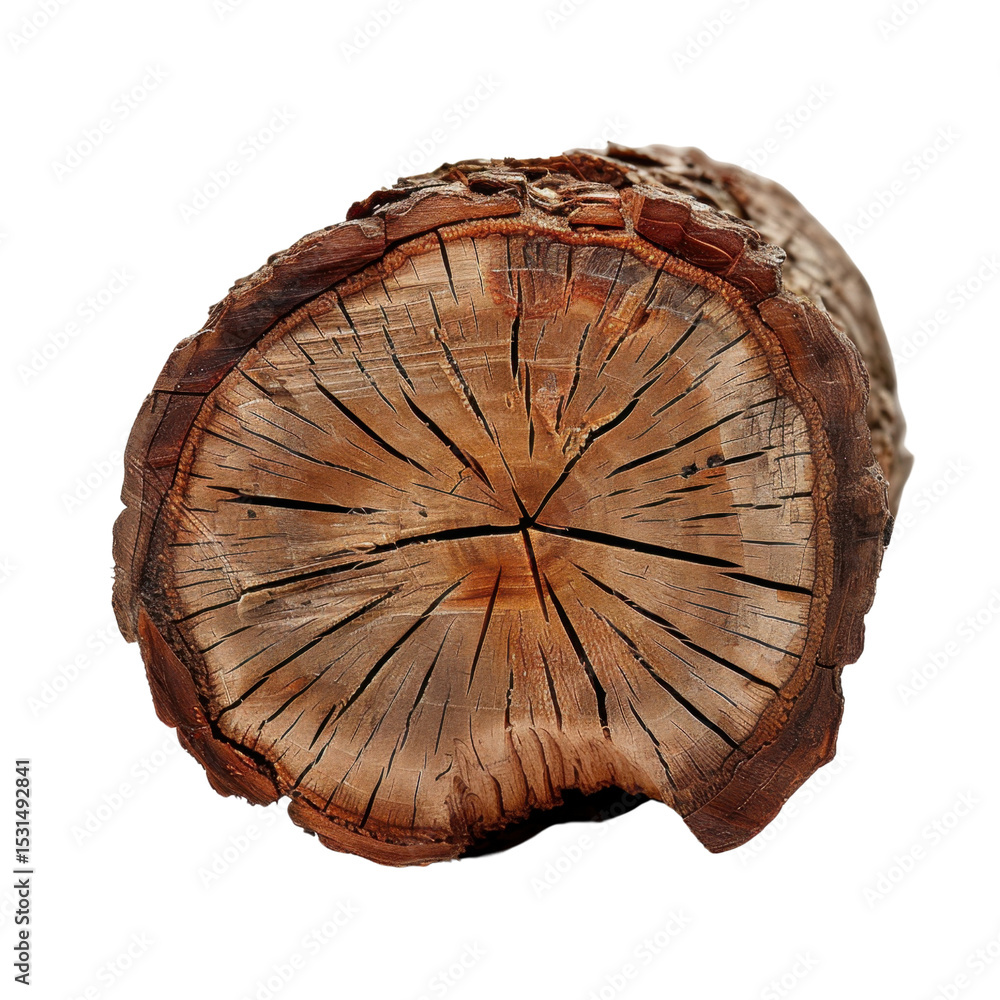 Poster close up view of cross section of tree trunk, showcasing its intricate patterns and textures. natura