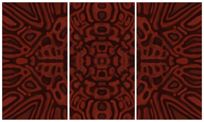 Modern interior triptych. The picture is painted by hand on a tablet.