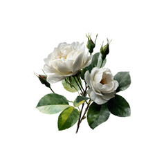 Elegant white roses and green leaves a botanical illustration