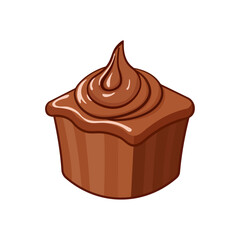 Vector illustration of a chocolate cupcake on white background – cute sweet dessert clipart for International Chocolate Day, kids design, seasonal decorations, bakery packaging and food-themed project