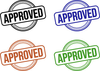 Obraz premium A black and white approved stamp with a dotted circle on a white background