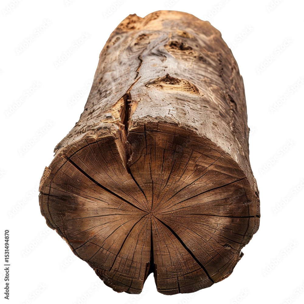 Poster close up view of cut log showcasing its natural texture and patterns, highlighting intricate rings a