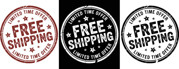 Fototapeta premium Circular free shipping limited time offer stamp with star accents around it