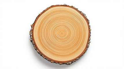cross section of tree stump isolated on white background