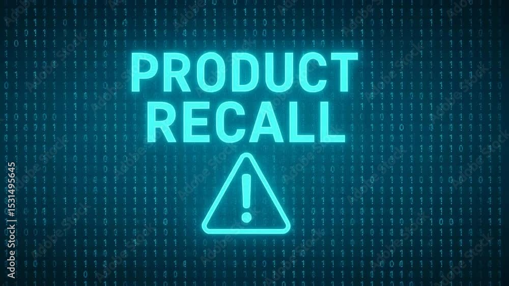 Poster this digital image showcases a product recall alert displayed in bright blue text on a dark backgrou
