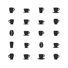 Coffee cup silhouettes various styles mug espresso icons