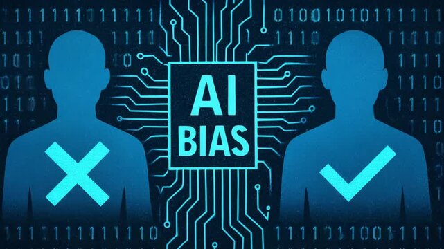 This image illustrates the concept of AI bias, depicting contrasting figures to symbolize the impact of biased algorithms in artificial intelligence development.