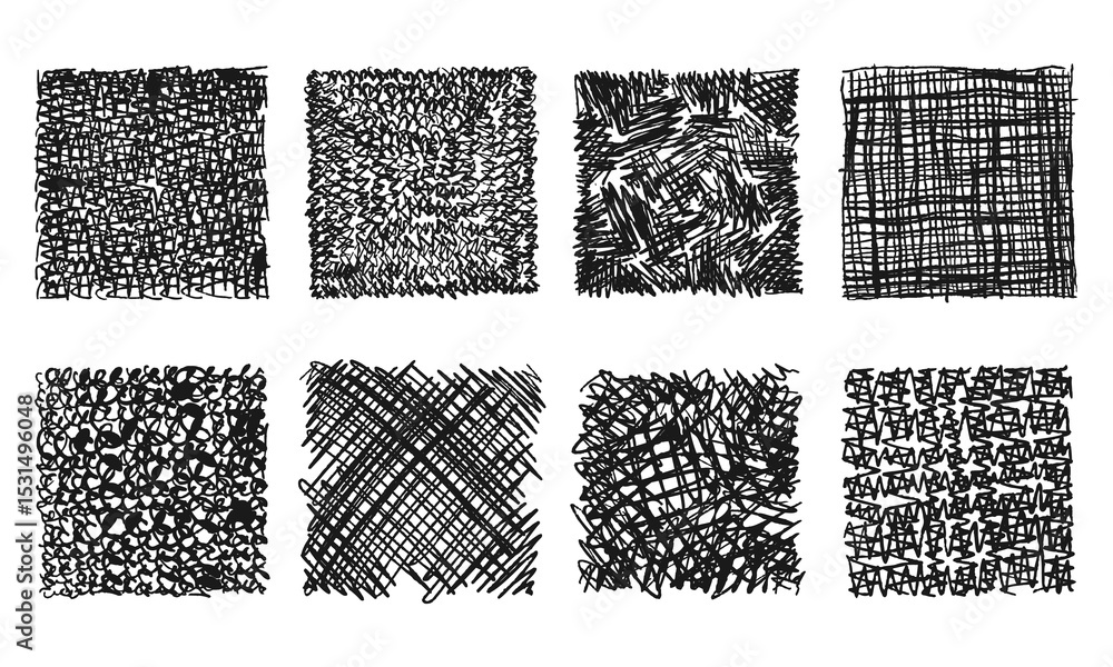 Poster eight backgrounds with various hand-drawn textures. doodles and squiggles. vector set