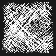 White handwritten cross texture on black background. Doodles and squiggles. Vector illustration